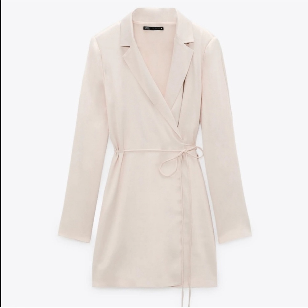 Zara Blazer Wrap Dress Satin Effect